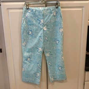 Lilly Pulitzer Vintage Blue & White Fish Print Capris